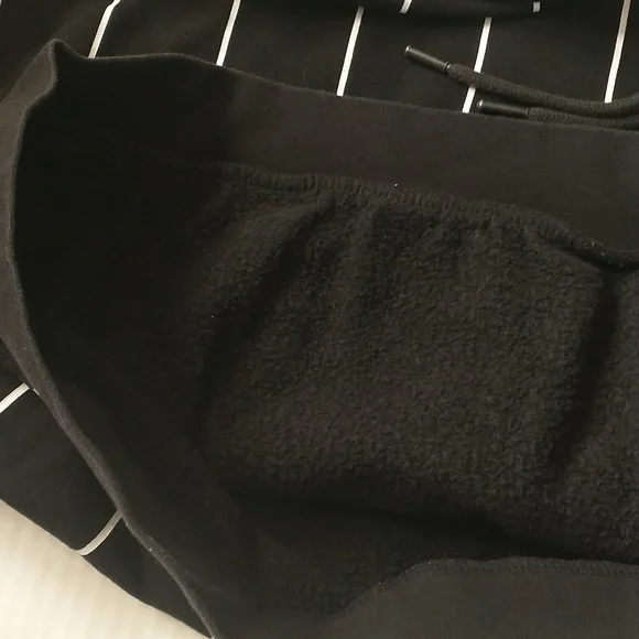 Denim & Flower black and white striped hoodie, kangaroo pocket - Picture 7 of 7